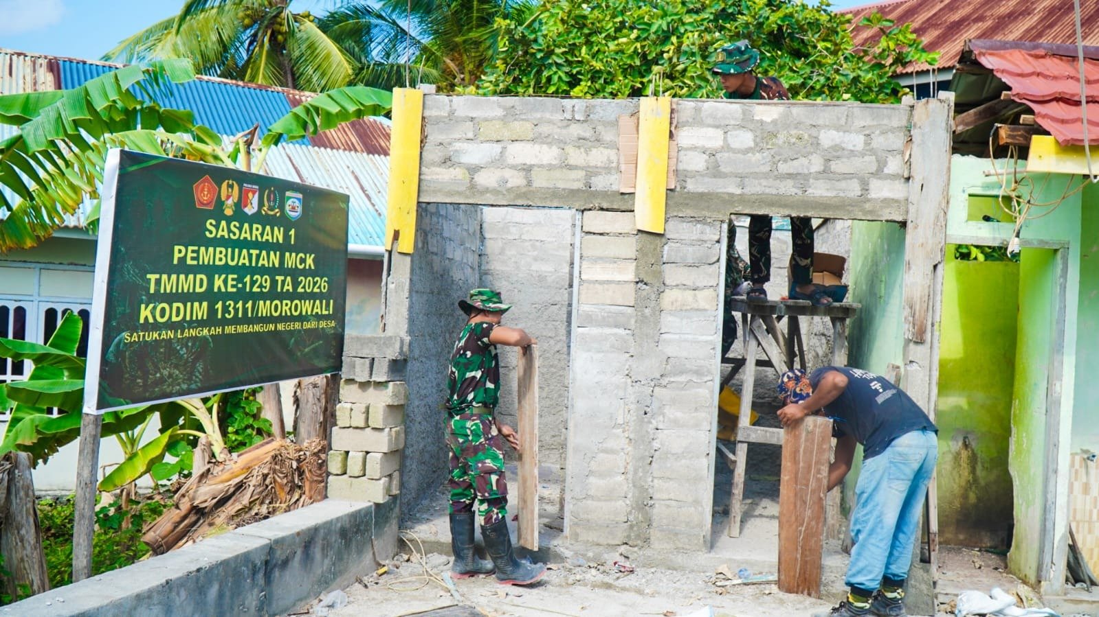 Progres Pembangunan MCK Masjid Quba oleh Satgas TMMD Ke-129